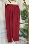 5596 Keten Dikiş Detaylı Parçalı Pantolon Bordo