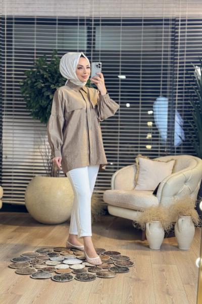 5779 Cep Kapaklı Gömlek Vizon