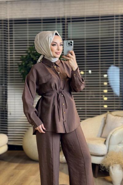 5782 Cep Kapağı Detaylı Takım Kahve