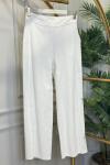 6077 Ön Dikişli Bol Paça Pantolon Ekru