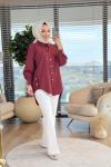 6108 Düğme Detaylı Gömlek Bordo