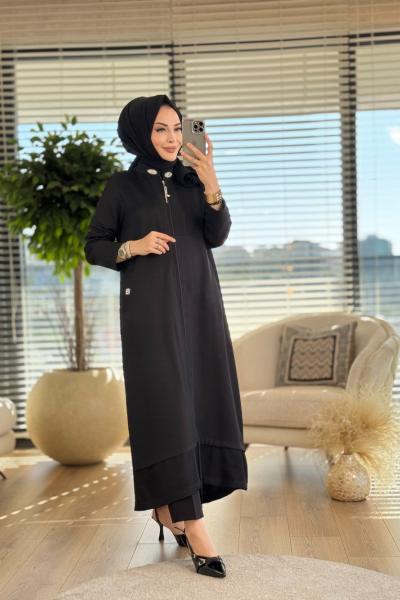 6120 Roba Ön Arka File Detaylı Kap Siyah