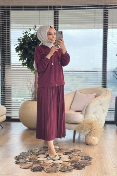 70062 Ön Parça Dikişli Pat Fermuar Kapş. Takım Bordo