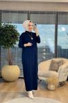 7017 Öpücük Yaka Vanezia Elbise Lacivert