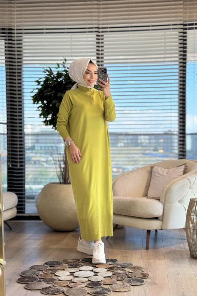 7025 Patı Fermuarlı Vanezia Elbise Yağ