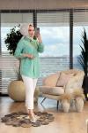7127  Tencel Yıldız Nakışlı Tunik Yeşil