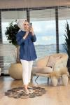 7127  Tencel Yıldız Nakışlı Tunik Koyu Mavi