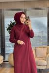 7187 Nokta Örgü İki İplik Elbise Bordo