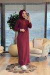 7187 Nokta Örgü İki İplik Elbise Bordo
