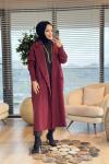 7201 Altı Düğmeli Trikolu İki İplik Kaban Bordo
