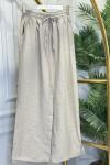 7272 Beli Lastikli Bol Paça Pantolon Bej
