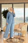 7356 Tencel Kapş.Fermuarlı Kanguru Cepli Takım Açık Mavi