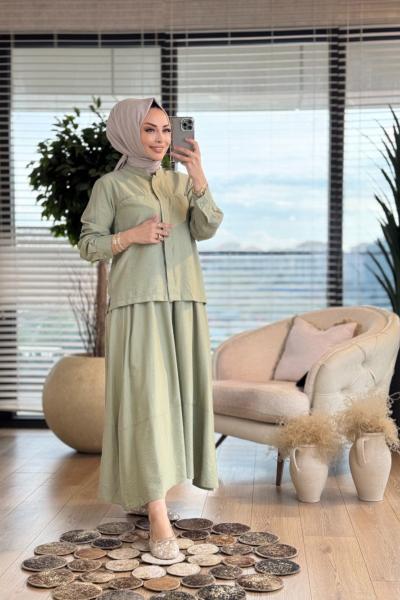 7362 Ön Kendinden Cepli Etekli Takım Haki