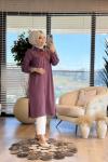 7373 Tencel Tek Cepli Uzun Tunik Mürdüm
