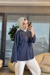 7465 Oysho Kolları Bağcıklı Tunik Lacivert