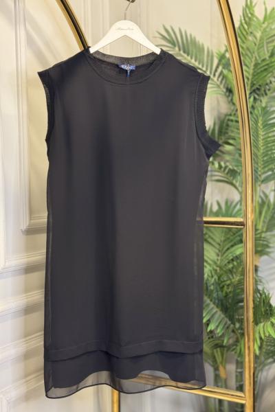 775 Ön Şifon Kolsuz İçlik Siyah