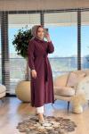 8081 Modal Gömlek Elbise Bordo