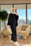 9033 Yarasa Kol Pant. Dikişli Takım Siyah