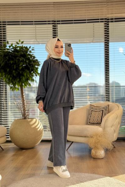 9033 Yarasa Kol Pant. Dikişli Takım Antrasit