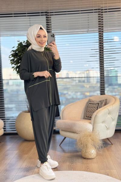 9080 Parlak Garnili Takım Haki