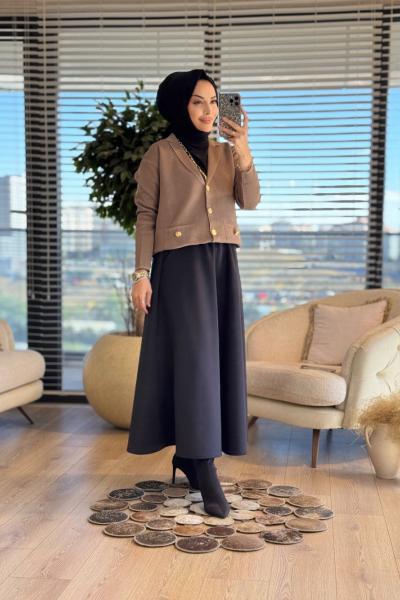 MRW1509 Blazer Triko Ceket Kahve