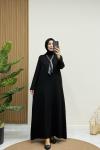 BADE FULARLI ELBİSE Siyah