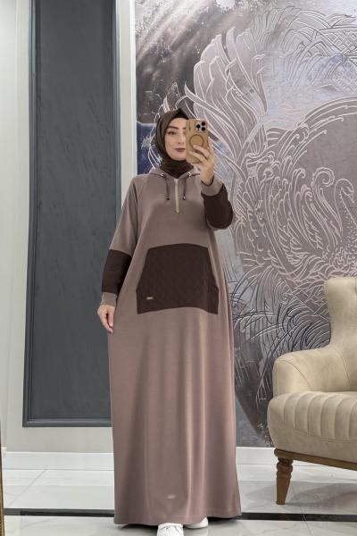 Clara kapitone elbise Kahverengi