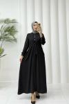Flora elbise Siyah