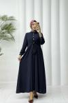 Flora elbise Lacivert