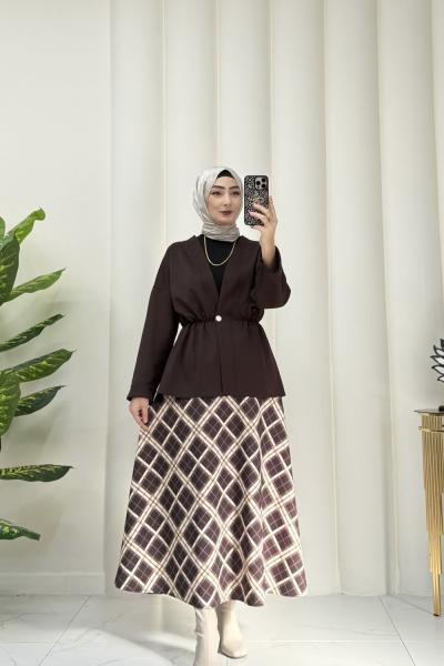 Gaye etekli takım Kahverengi