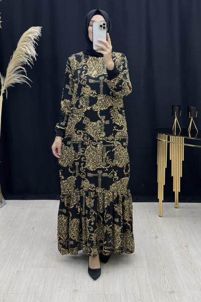 İpek şifon elbise Siyah