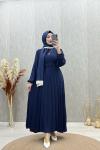 Petra pileli elbise Lacivert
