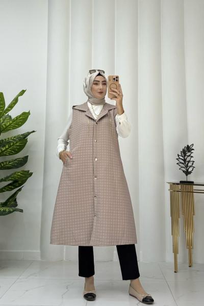 Saşa kapitone yelek  Vizon