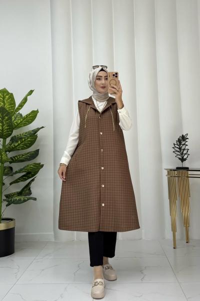 Saşa kapitone yelek  Kahverengi