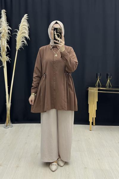 Sedef gömlek Kahverengi