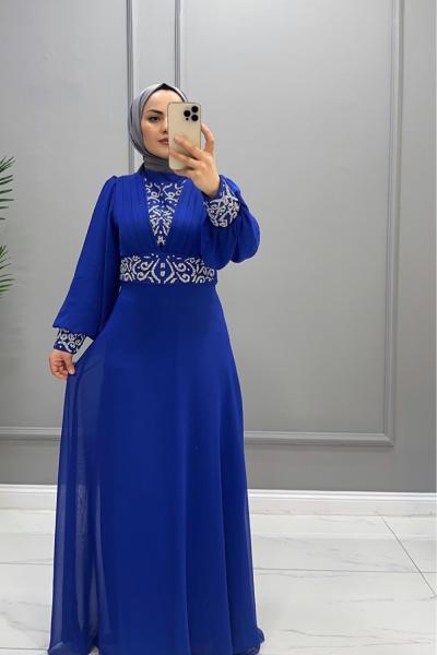 Elbise Abiye Asena Saks Mavisi