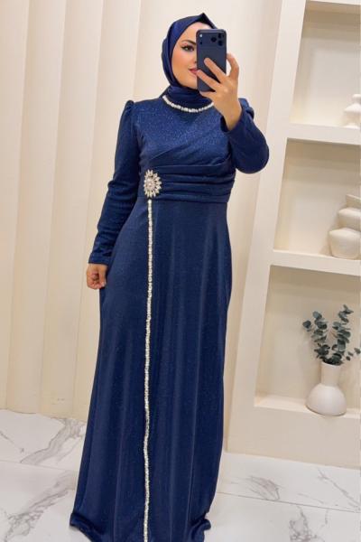 Elbise Abiye Güneş Lacivert