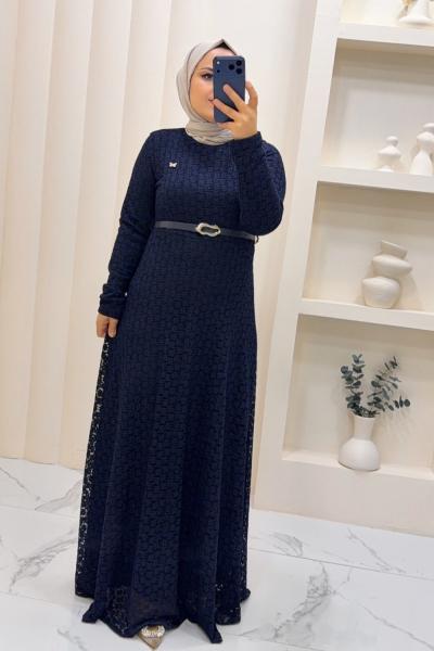 elbise Dantel Rüya Lacivert