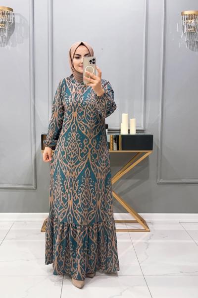 Elbise Hürrem Petrol Mavisi