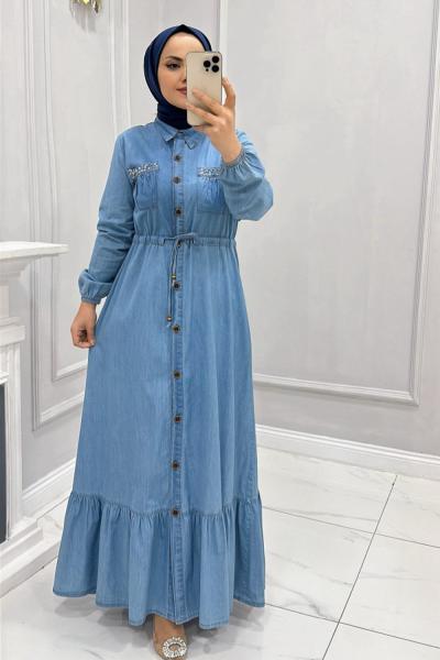 Elbise Kot Sedef Açık Mavi