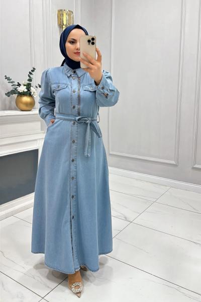 Elbise Kot Karsu Açık Mavi