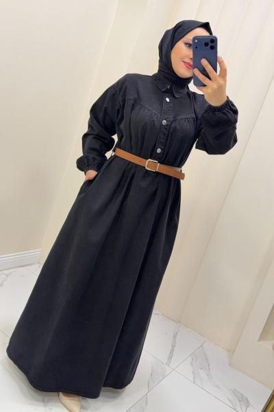 Elbise Kot Feyza Siyah