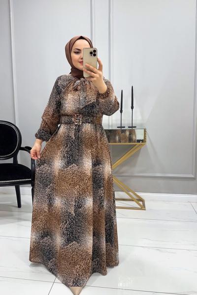 Elbise Şifon İrem Kahverengi