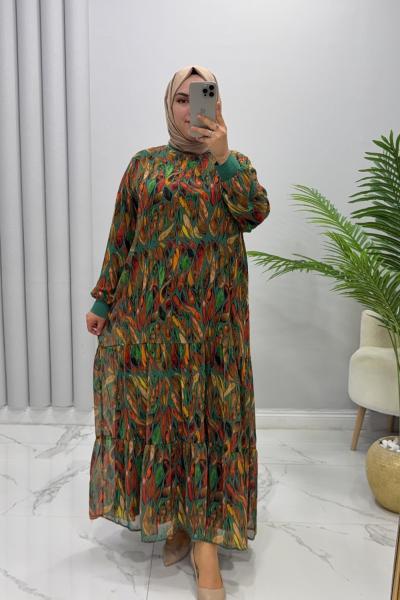 Elbise Şifon Defne Yeşil