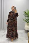 Elbise Şifon Defne Siyah Kahverengi
