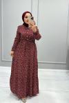 Elbise Viskon Buçe Bordo
