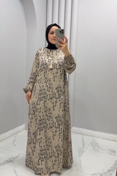 Elbise viskon Diyar Krem