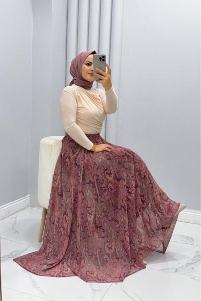 Etek Şifon Yaren Bordo