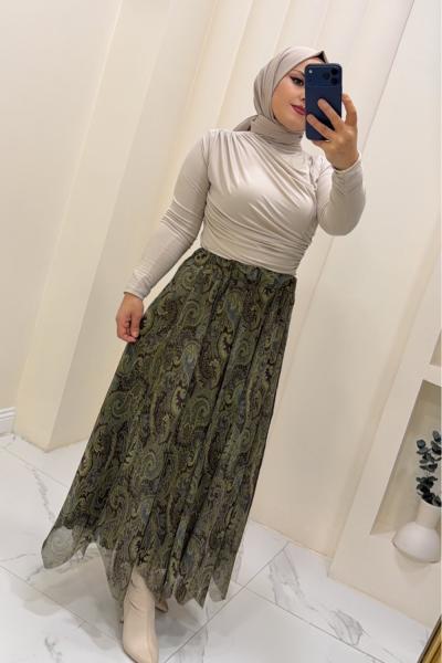 Etek şifon Afet Yeşil