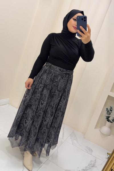 Etek şifon Afet Siyah